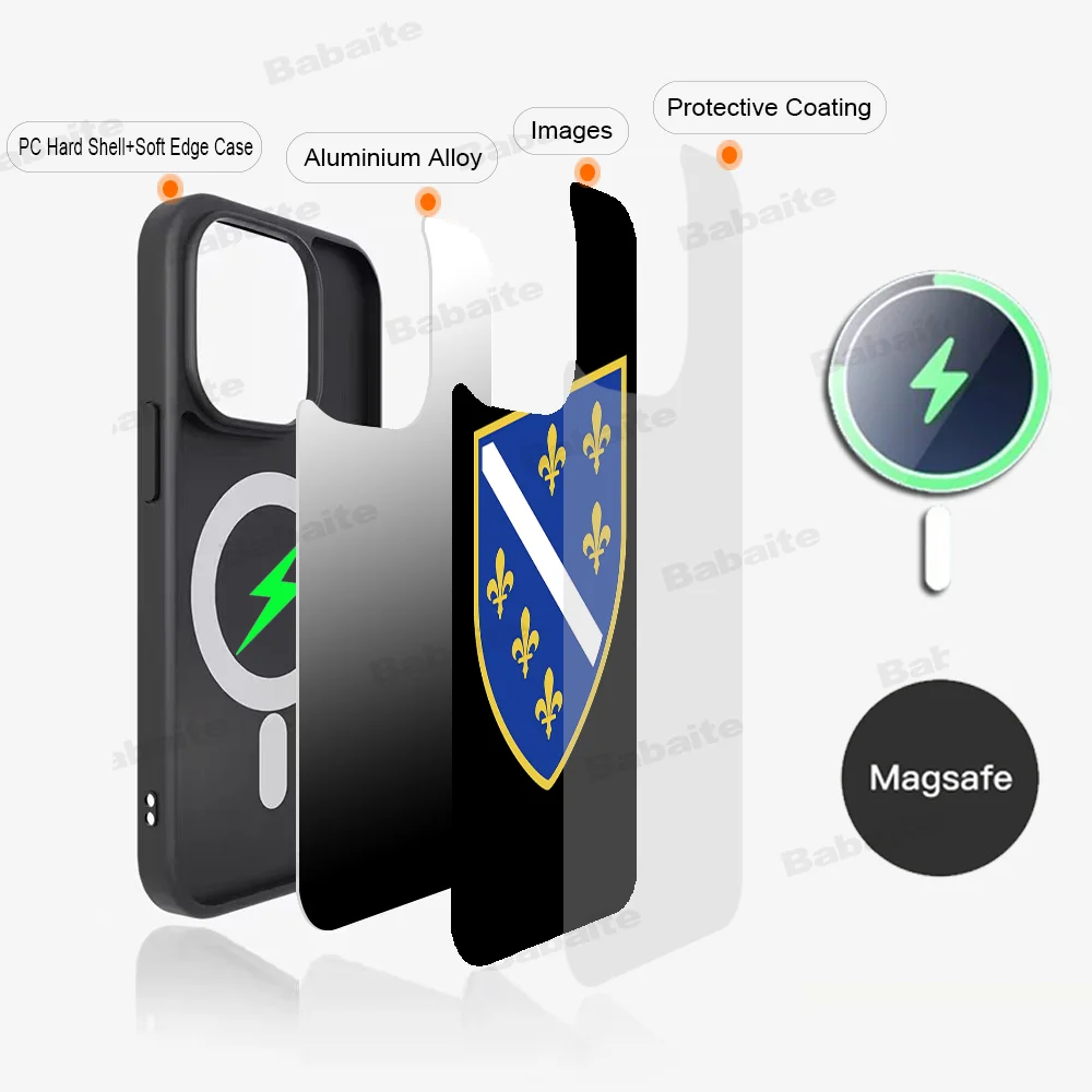 B-Bosnia And H-Herzegovina Phone Case Magnetic Case For IPhone 16 14 13 12 11 15 Pro Max Plus For Magsafe Wireless Charge Cover