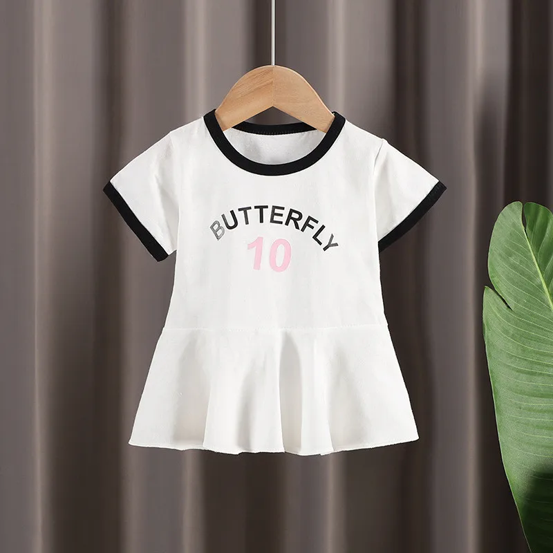 Summer Newborn Girls Short Sleeve Baby Dresses Flying Sleeve Dress Korean Cotton Infant Children\'s Clothing