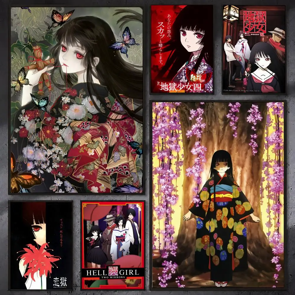 H-Hell Girl Anime Poster Waterproof Sticky Wall Art Print For Bedroom Living Room Hallway Bar Home Decor