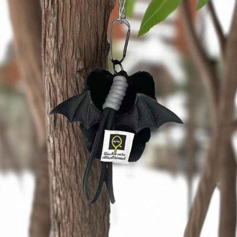 Ghost Wing Black Cat Pendant With Big Eyes Punk Goth Keychain For Bag Backpack Purse Gothic Lolita Aesthetic School Supplies