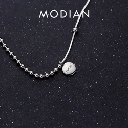 Modian Authentic 925 Sterling Silver Coin Engraved Lucky Little Ball Pendant Necklace for Women Chokers Necklace Fine Jewelry