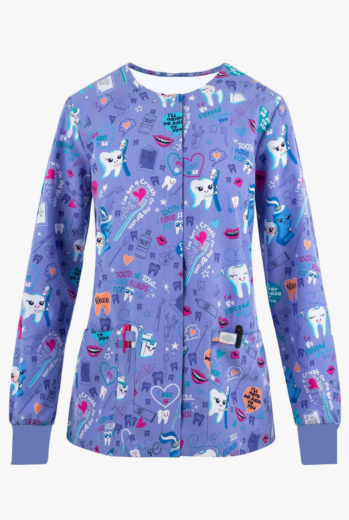 

2023 New Women's Nurse Clothes Pocket Warm Printed Scrub Jacket Retro Street Dental Work Grooming Uniform Coat Tops