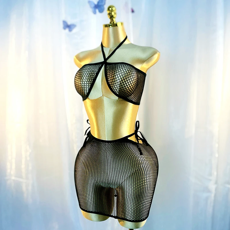 

1 комплект сексуальных женских платьев-сеток с длинными рукавами без бикини для музыкальных фестивалей, облегающее платье с вырезами для отпуска DSH617
