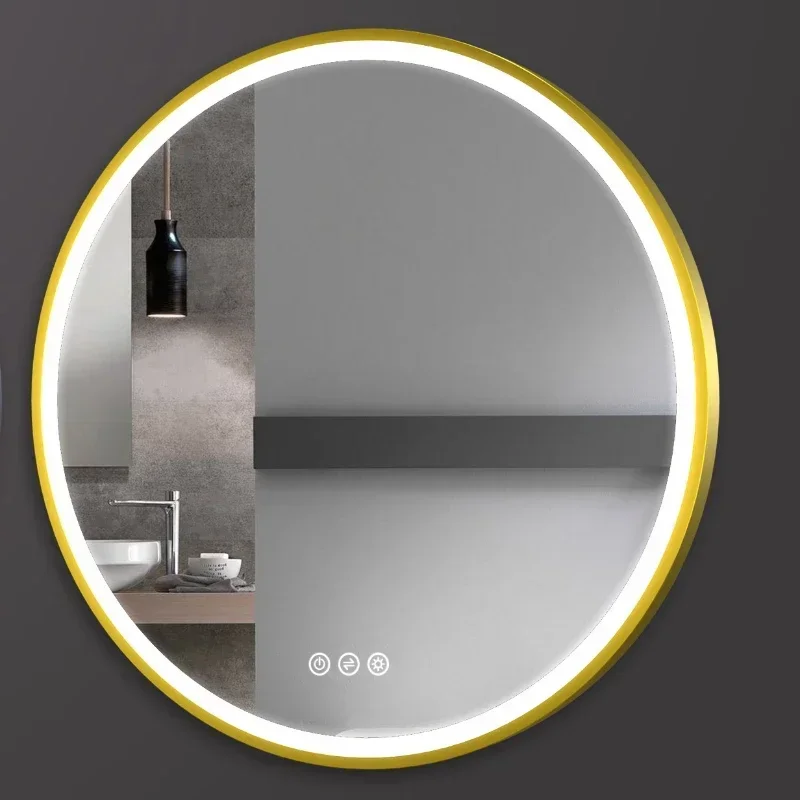 Direct Manufacture Low MOQ Anti Fog Contemporary Wall Smart  Bathroom Mirror Round  Framed Led Mirrors