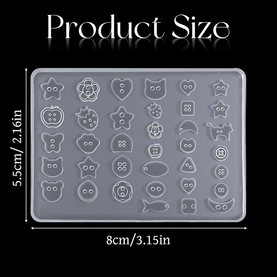 Moldes de silicona 3D para arte de uñas, formas de animales adorables, estrellas, DIY, botones de resina, adornos para uñas, suministros de manicura 5