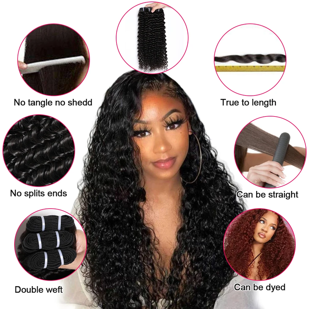 Megeen 12-32Inch 100% Maagdelijke Human Hair Extensions 1/3/4 Haar Bundels Brazilian Hair Curly Wave Double Inslag Weft Hair Hair Voor Vrouwen