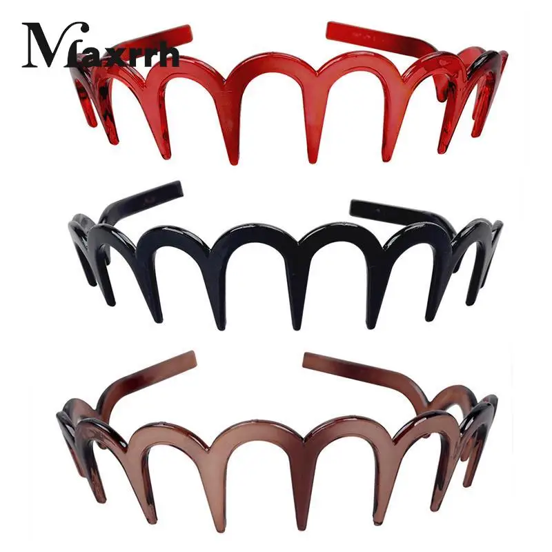 1X Women Girls Zig-Zag Shark Tooth Headband Plastic Wave Comb Hair Hoop Headwear Anti-slip Wave Comb Headband Headgear