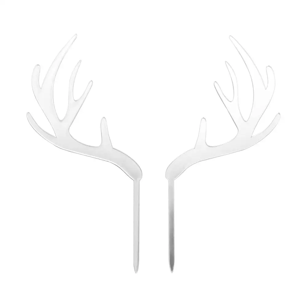 

New Year Wedding Acrylic Elk Xmas Reindeer Christmas Decoration Party Supplies Deer Antler Cake Topper