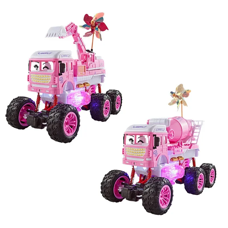 Voiture RC télécommandée rose 2.4G 4WD, véhicule jouet tout-terrain à lumière LED avec conception supérieure ouverte, modèle RC pour enfants filles, cadeau d'anniversaire