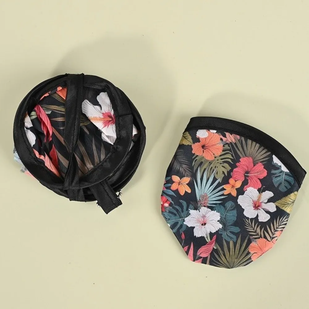 Mini Japanese Style Folding Fan Round With Pocket Handheld Fan Flower Pattern Collapsible Fan Lawn Parties