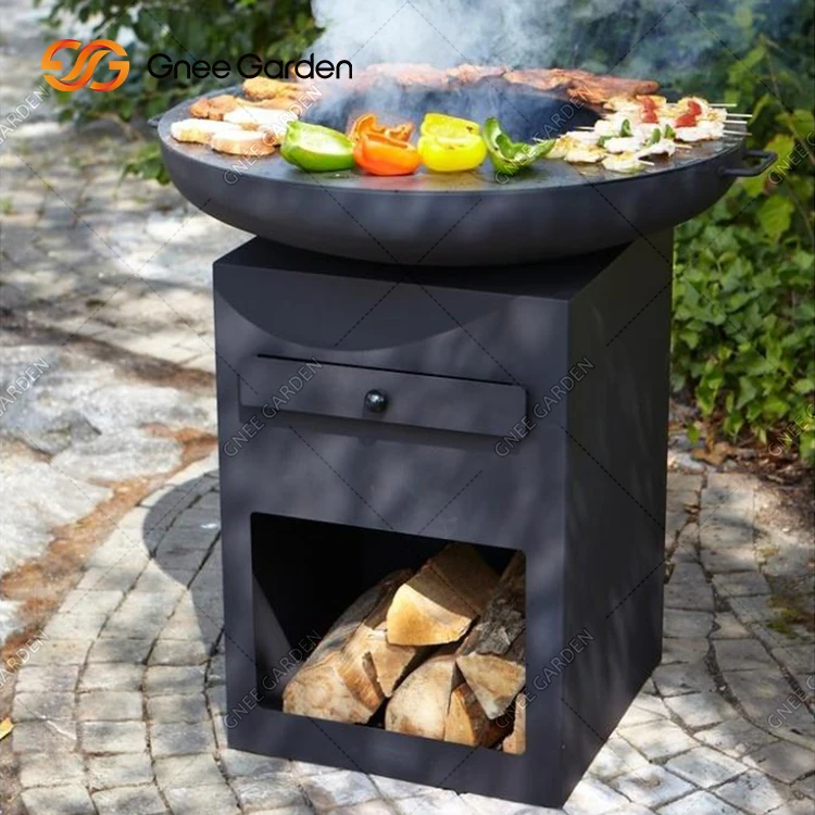 Outdoor Garden Rust Corten Steel Fire Pit Heavy Duty Bbq Grill