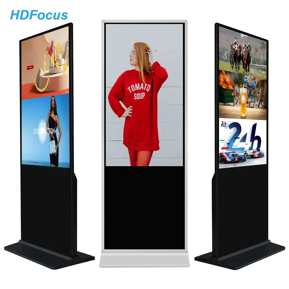 New Elegant Floor Standing Digital Signage And Display Wifi LCD Screen Totem Kiosks 55 Inch Indoor Advertising Playing Equipment