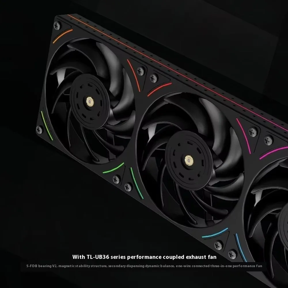For Elite Vision 360 UB PRO ARGB Black Quake Water Cooled Radiator, S-FDB Bearing 120mm PC Fan, 69CFM High Airflow, PWM