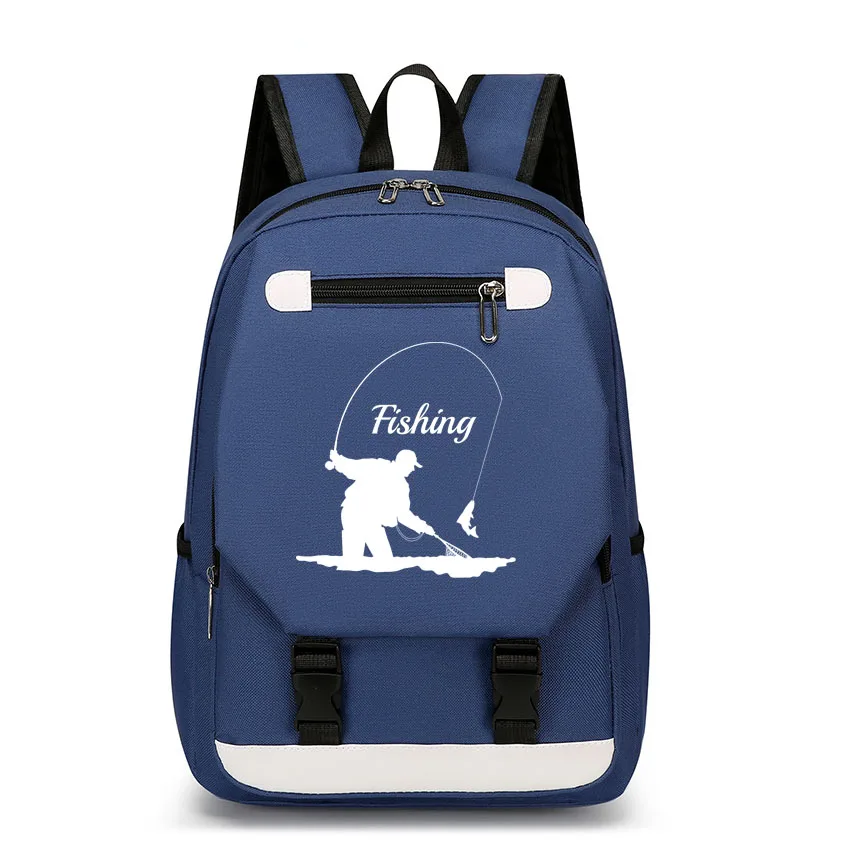 

Girls Schoolbag Cartoon Fishing Pattern Printed Boys Travel Bag New Backpacks for Student Children Elementary Bookbag Gift
