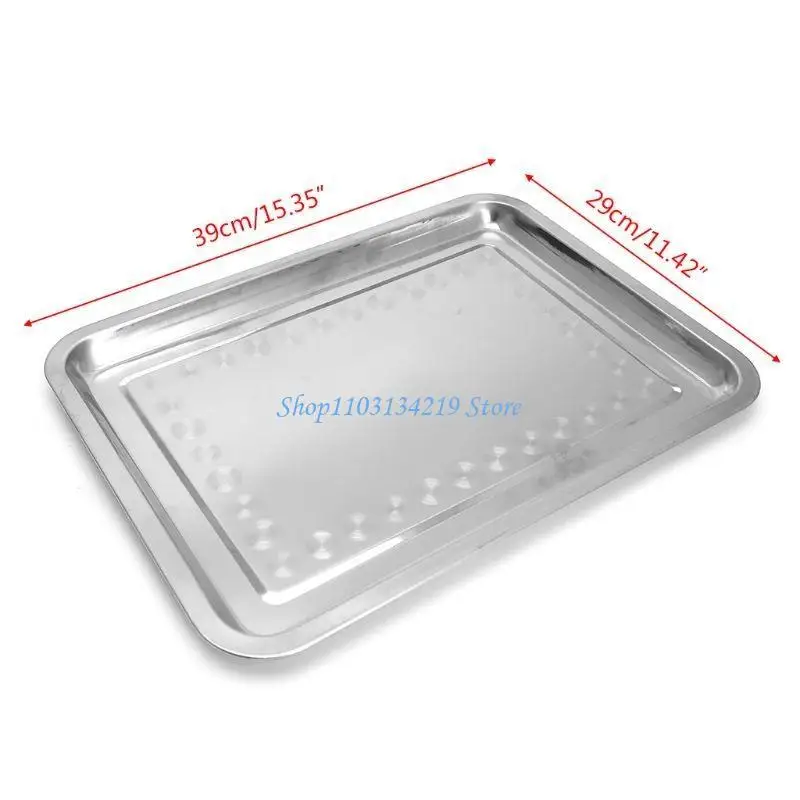 N5KC Stainless Steel Rectangular Plate Barbecue Grilled Fish Tray BBQ Container