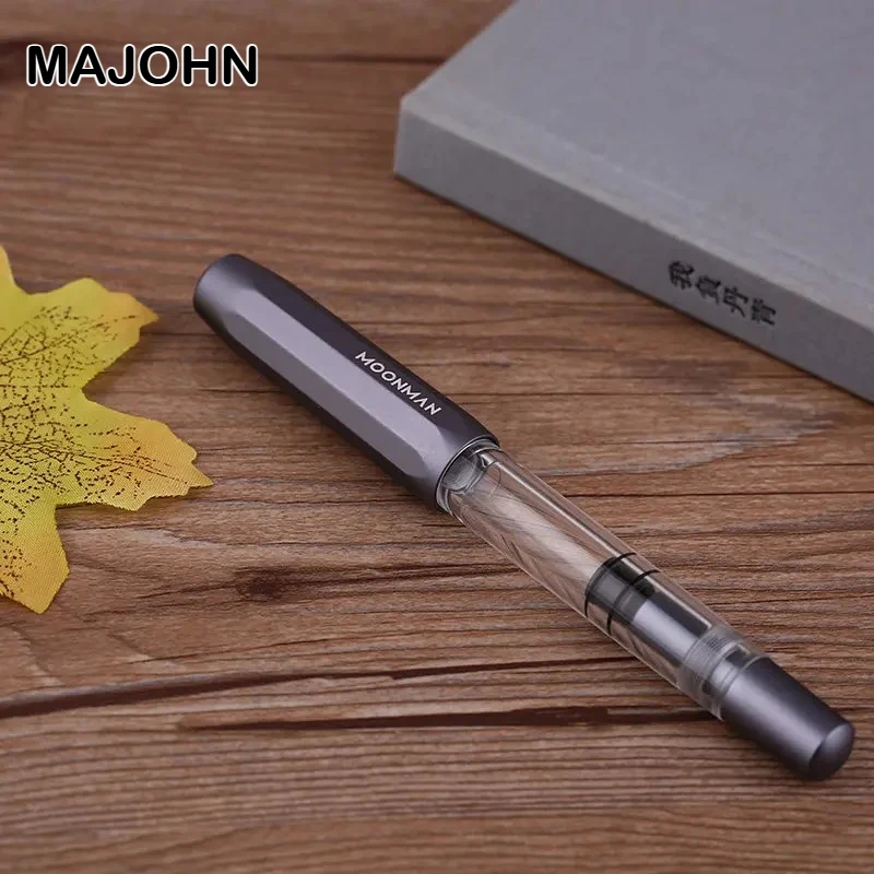 

MAJOHN T1 Metal & Acrylic Piston Fountain Pen Aluminum Alloy Large-Capacity Ink EF/F/M Writing Stationery Office School Supplies