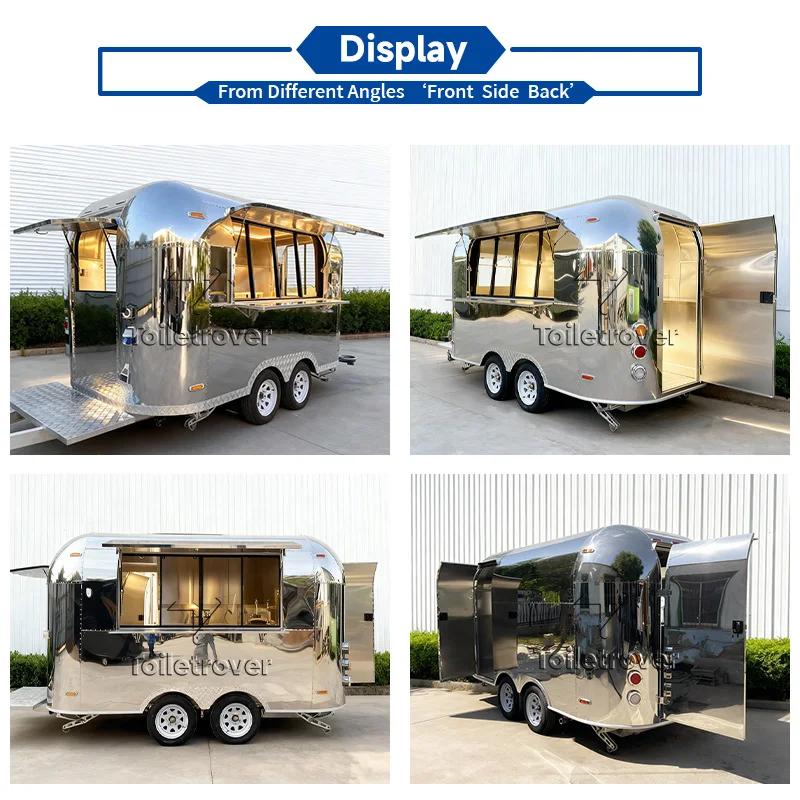 Retro Food Truck Largo Tacos Pizza Mobile Food Trailer Cart  Burger Commercial Cheap Food Trailer with Full Kitchen Equipment