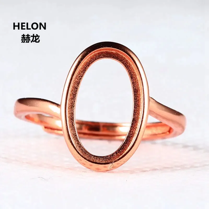 5pcs/lot 925 Sterling Silver Engagement Wedding Ring Semi Mount 8x13mm Oval Cabochon Fine Jewelry Setting Rose Gold Color