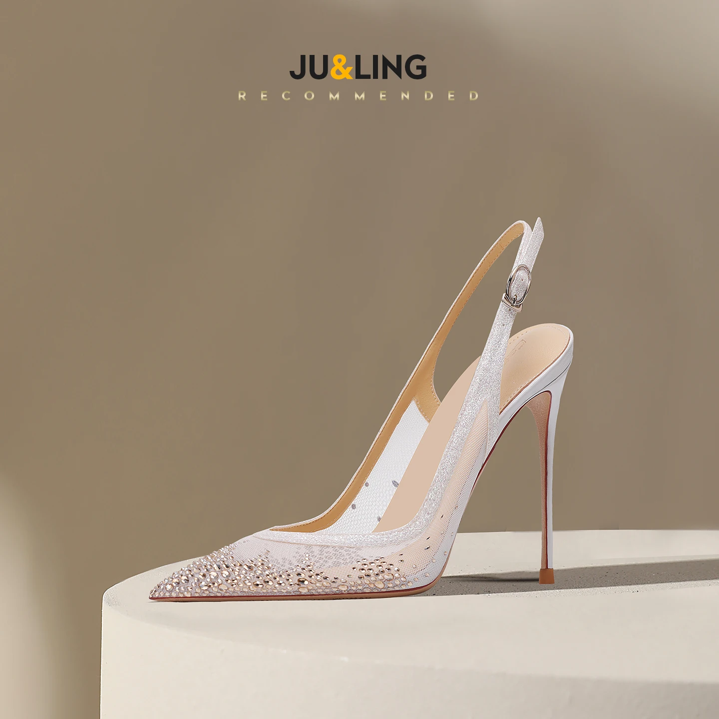 New Summer Black Mesh Rhinestone High Heels for Women, Slim Heels, Shallow Toe, Sexy Sandals with A Single Buckle Strap image 3