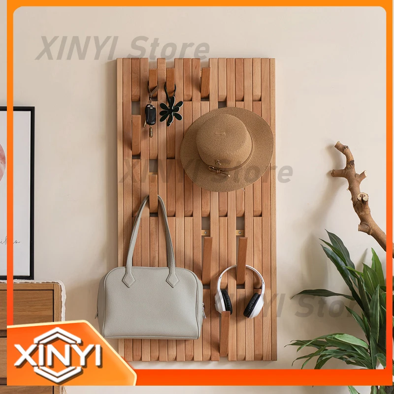 Modern Solid Beech Wood Piano Key Wall Mounted Coat Rack for Clothing for Hallway Bedroom Entryway Space Saving Hanger Hooks