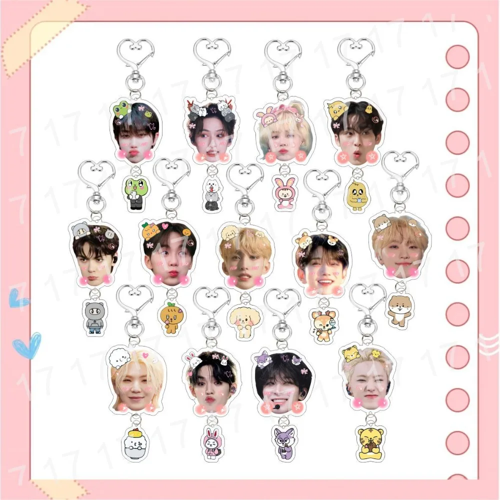 Kpop Idols 17 Cute Large Head Cartoon Acrylic Keychain S.COUPS JEONGHAN WOOZI DK MINGYU THE8 SEUNGKWAN Photo Keyring Bag Pendant