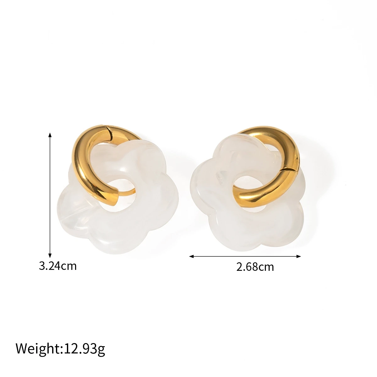 Cute Colorful Resin Acrylic Flower Pendant Earrings Gold Color Stainless Steel Circle Hoop Earrings Fashion Party Jewelry Gift