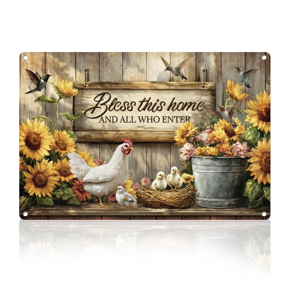 Vintage Metal Tin Sign Iron Wall Decor for Bars Restaurants Cafe Pubs Rectangle Henhouse 200x300x2.2mm