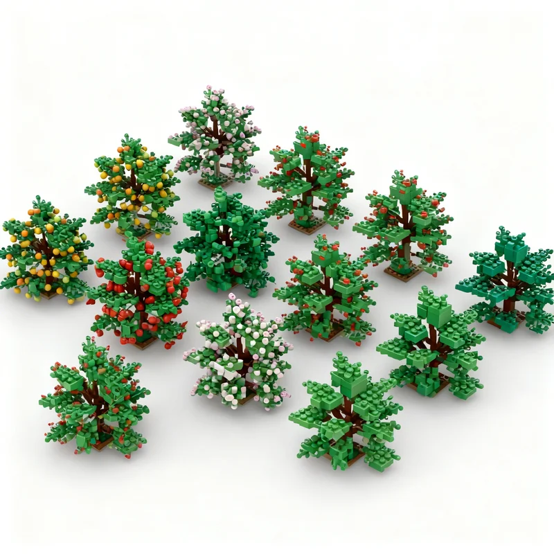 4431pcs MOC City Fruit Tree Model Building Blocks Toys DIY Collection Brick Display Craft Creative Idea Art Birthday Education