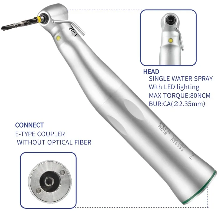 

20:1de ntal im plant single water spray de ntal handpiece With button mini LED and generator handpiece