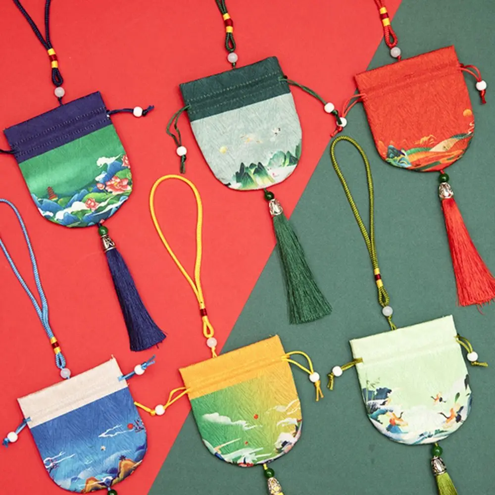 Hanging Decoration Cloth Multi Color Drawstring Flower Chinese Style Storage Bag Women Jewelry Bag Purse Pouch Empty Sachet