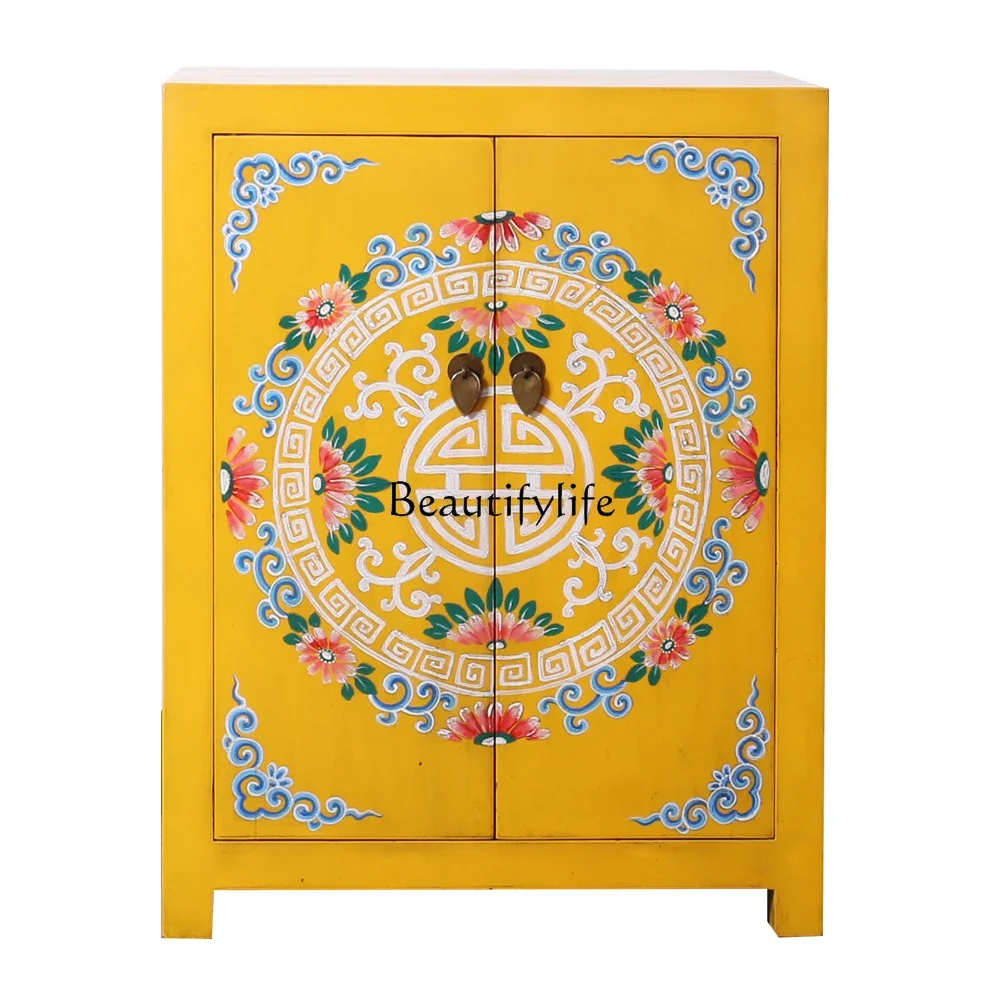 

Painted small entrance modern solid wood side cabinet foyer decorative cabinet customization