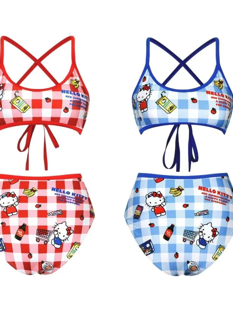 새로운 여성용 비키니 투피스 세트 귀여운 온천 수영복 스포츠 요가 피트니스 팬 상품 별도 수영복