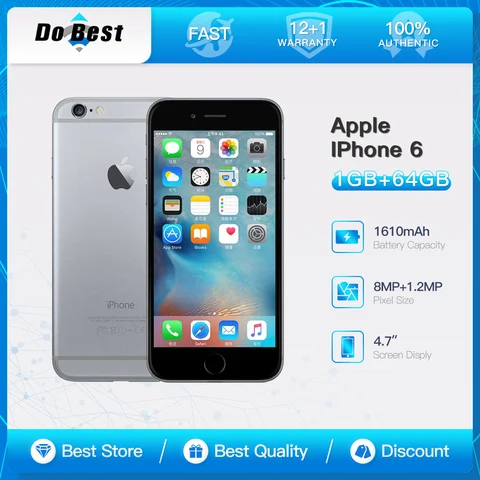 Apple iPhone 6 4G LTE Mobile Phone 4.7 Inches IPS LCD Touch ID Unlocked A8 Dual Core iOS Cell Phone with 16GB 32GB 64GB ROM