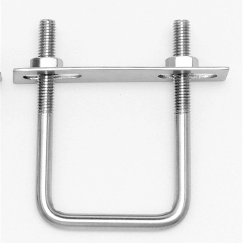 

304 Stainless Steel M6810 Squa Bolt U-screw Square Clamp Square Pipe Clamp Right Angle Bolt With Baffle Square Clamp Hw20-200mm