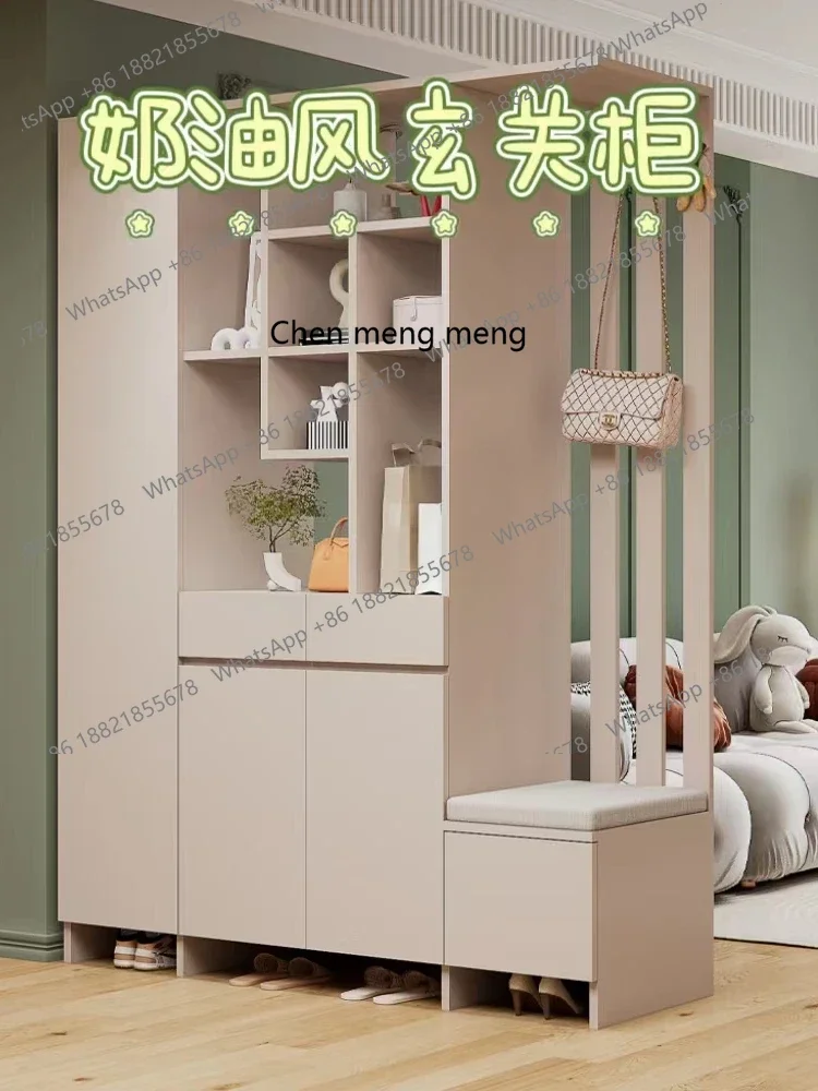 D178 Y Y Home Entrance Cabinet Living Room Screen Hallway Door Solid Wood Shoe  Modern Minimalist Wine Shelf All-in-One