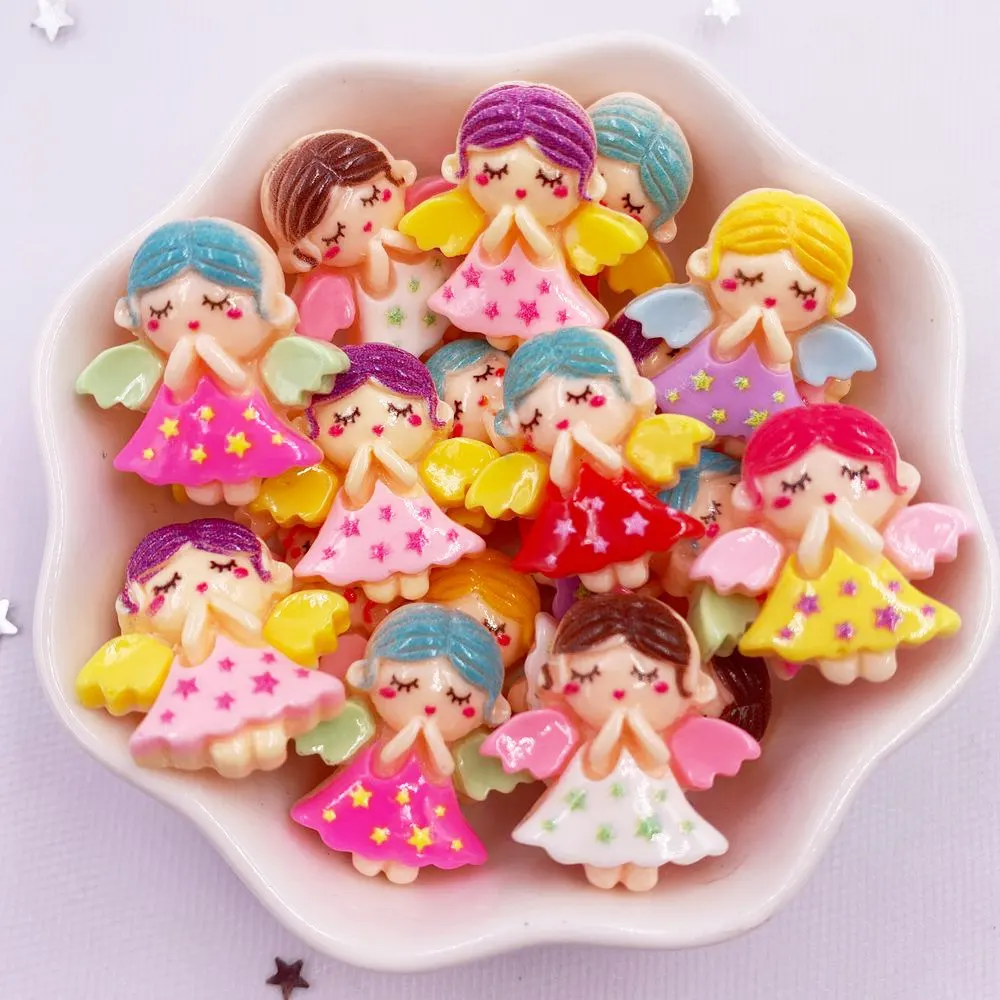 Preciosa resina colorida belleza Ángel chica Anime cabujón plano estatuilla para álbum de recortes 20 piezas accesorio DIY decoración del hogar artesanía OM274