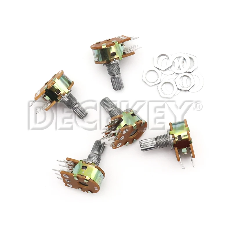 10PCS WH148 Potentiometer 6Pin 15mm Shaft with Nuts and Washers Linear Potentiometers B1K B2K B5K B10K B20K B50K B100K B500K B1M