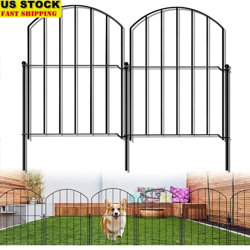 

10 Pack 17in Decorative Arched Garden Fence Easy Install No Dig Metal Border with 11 Stakes Flexible Design Landscaping