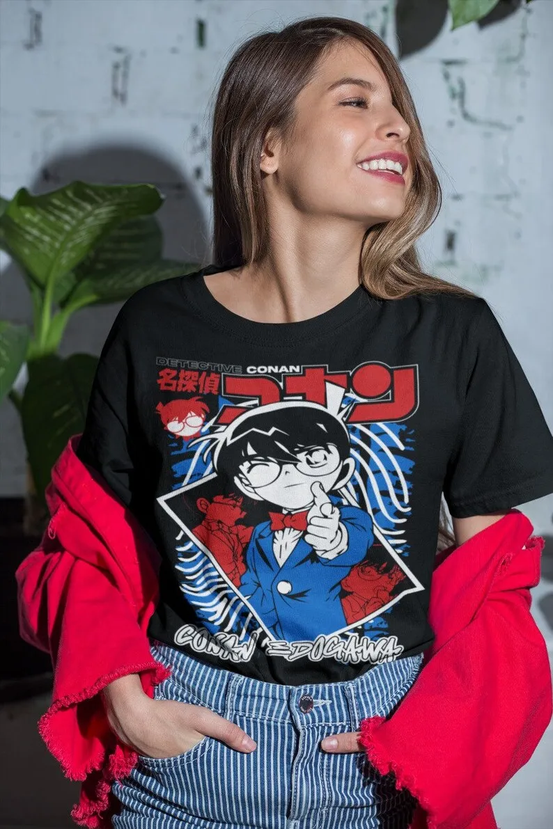 Detective Conan T-shirt Edogawa Shirt Shinichi Vermouth Gin Girl Shirt All Size