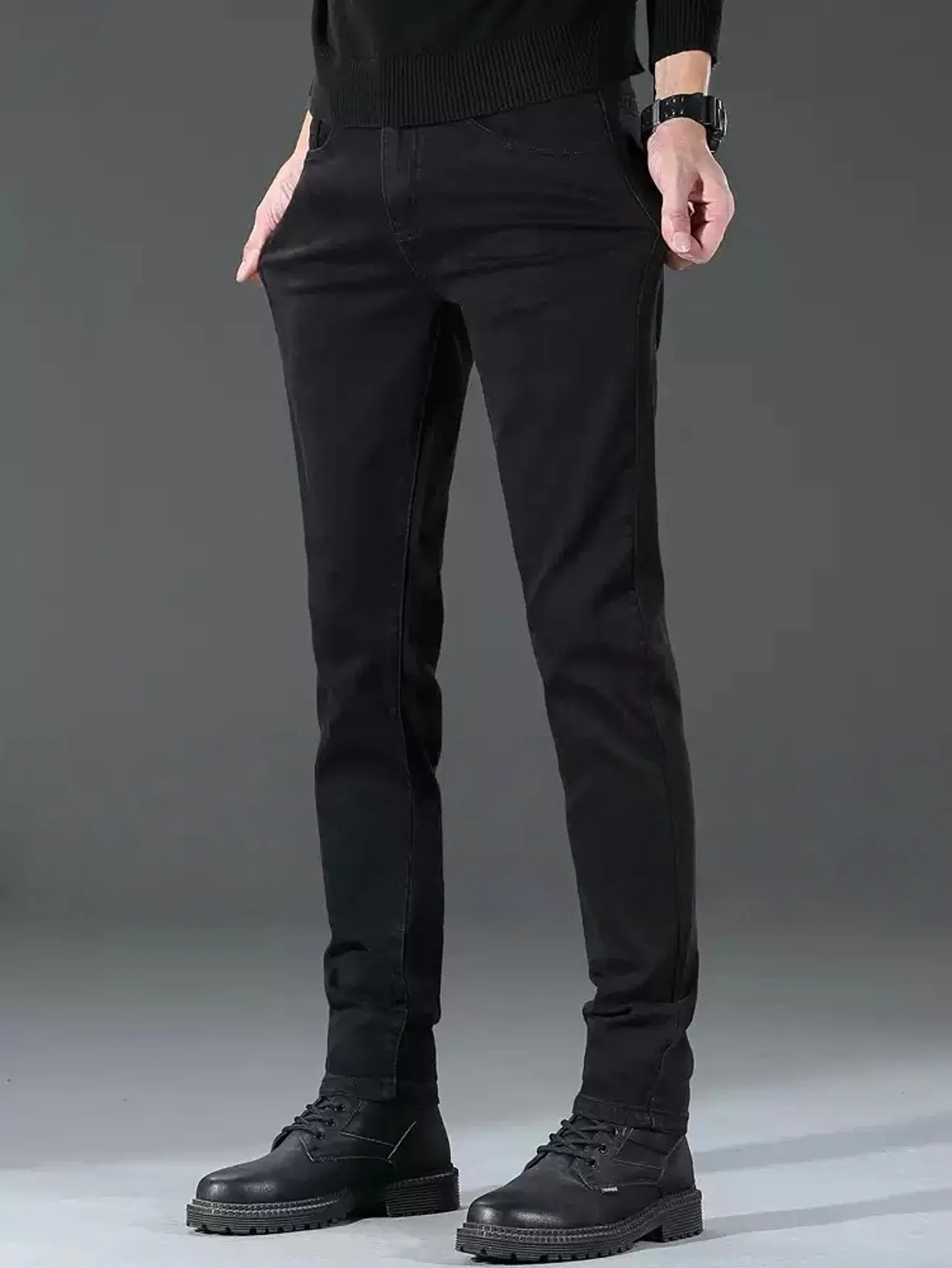 Retro Jeans Gender Neutral Black Slim Pants Hip Hop Style Original Drip No accessories or belts included