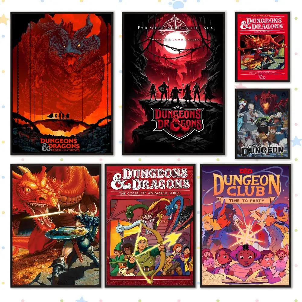 Film Series Dark Dungeons & Dragons Poster PP Self Adhesive Wall Decor Aesthetic Bedroom Gaming Room Home Holiday Gift