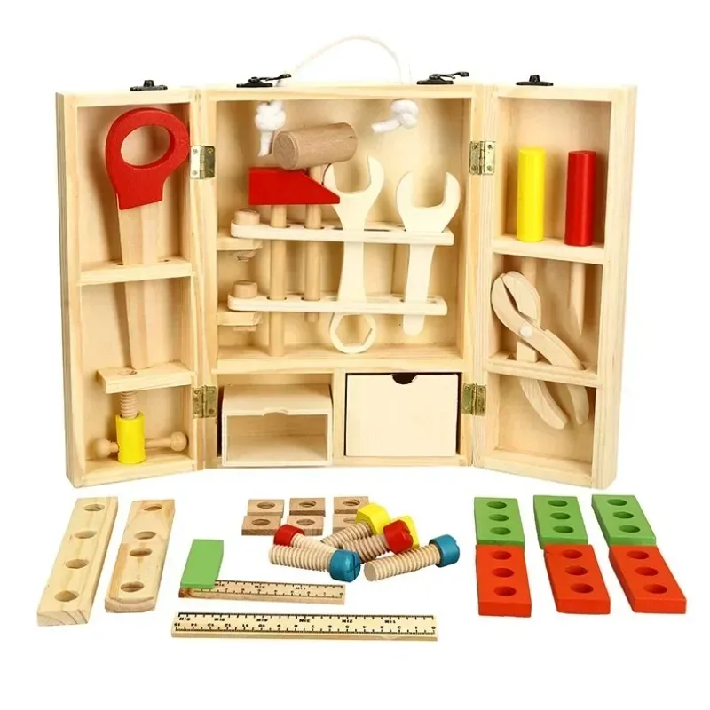 เด็กซ่อมกล่องเครื่องมือจําลองประกอบสกรู NUT Early Education Building Blocks Play House ของเล่นปริศนา
