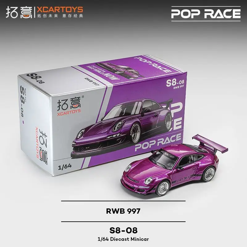 

XCARTOYS POPRACE 1/64 Scale Porsche RWB997 Purple Alloy Racing Car Miniature Model Ornament Ideal Collectible Gift for Boys