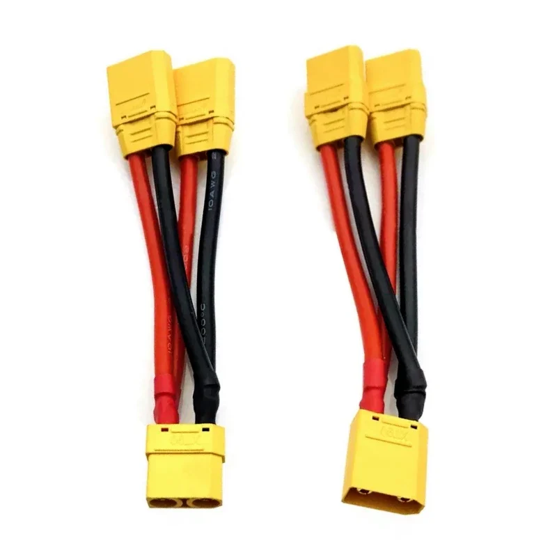 Cable de carga de batería paralelo XT90, divisor Y de 10AWG, extensión Dual, Cable de silicona macho/hembra de 3 vías para Motor de cargador de batería RC