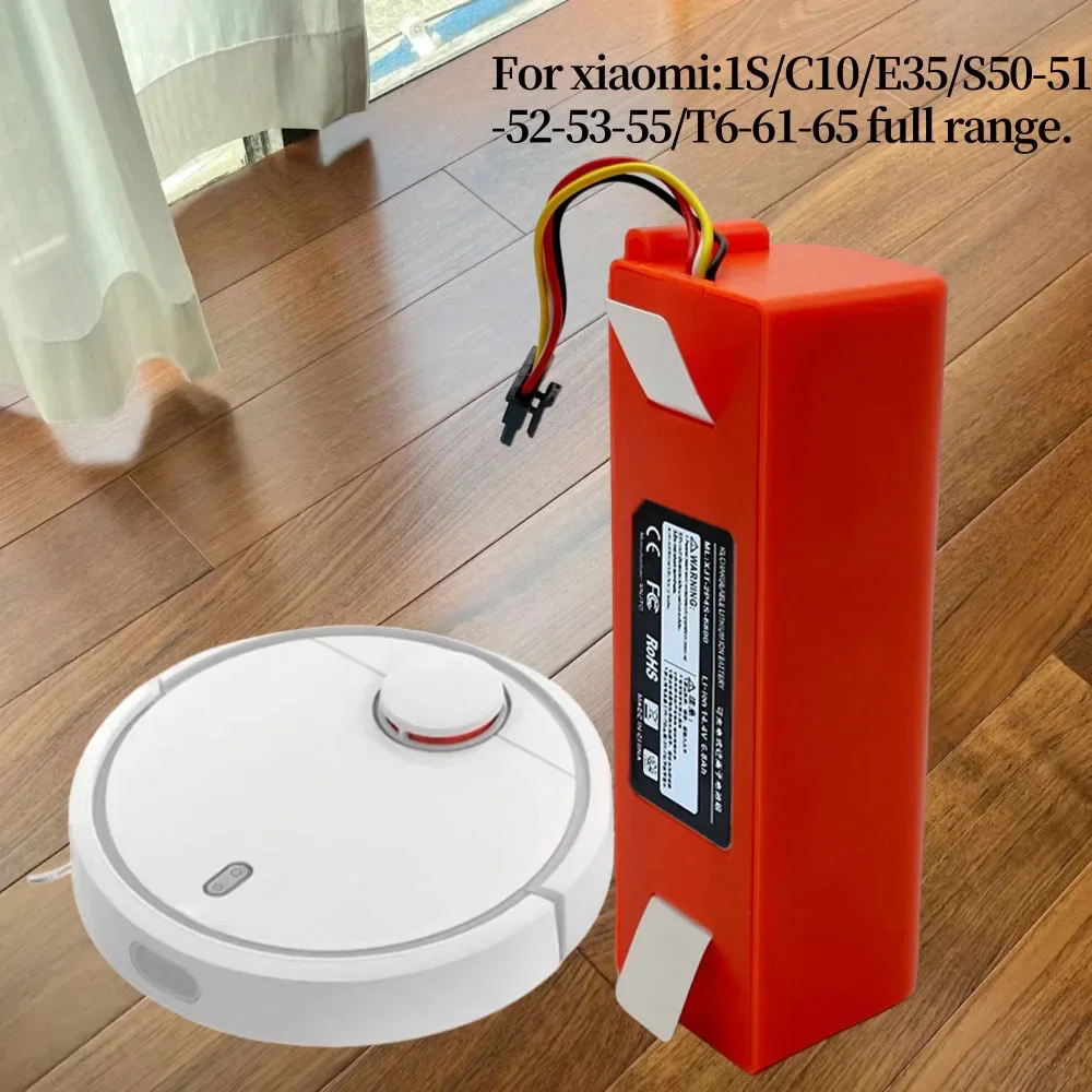 14.4V 6800mAh Rechargeable Li-ion Battery Pack For Xiaomi Mijia1S Roborocks S50-55 S5 Max S6 S7 Sweeping Robot Battery