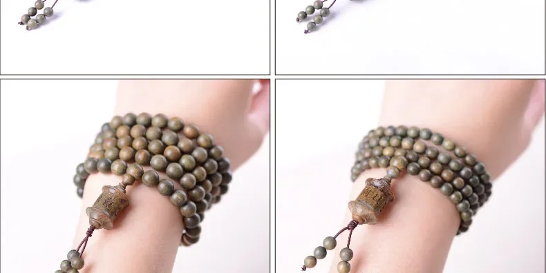 Natürliches Sandelholz 8mm108 tibetisch-buddhistisches Armband Unisex Rosenkranz Holzschmuck Gebetsmühle – Detail 4