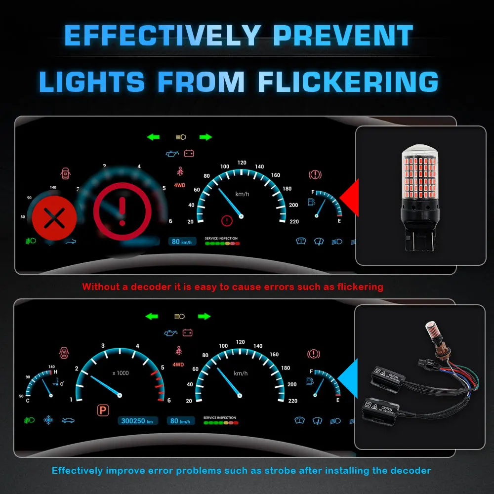 2pcs T20 7443 W21/5W 50W 6ohm Car Heat Sink LED Front Turn Signal OCB Load Resistor Adapter Anti Hyper Flash Error Canceler