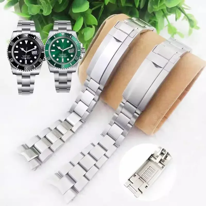 Solid Stainless Steel Watch Band For Rolex SUBMARINER DAYTONA SUP GMT Strap Fine-Tuning Pull Button Clasp Luxury Watch Bracelet