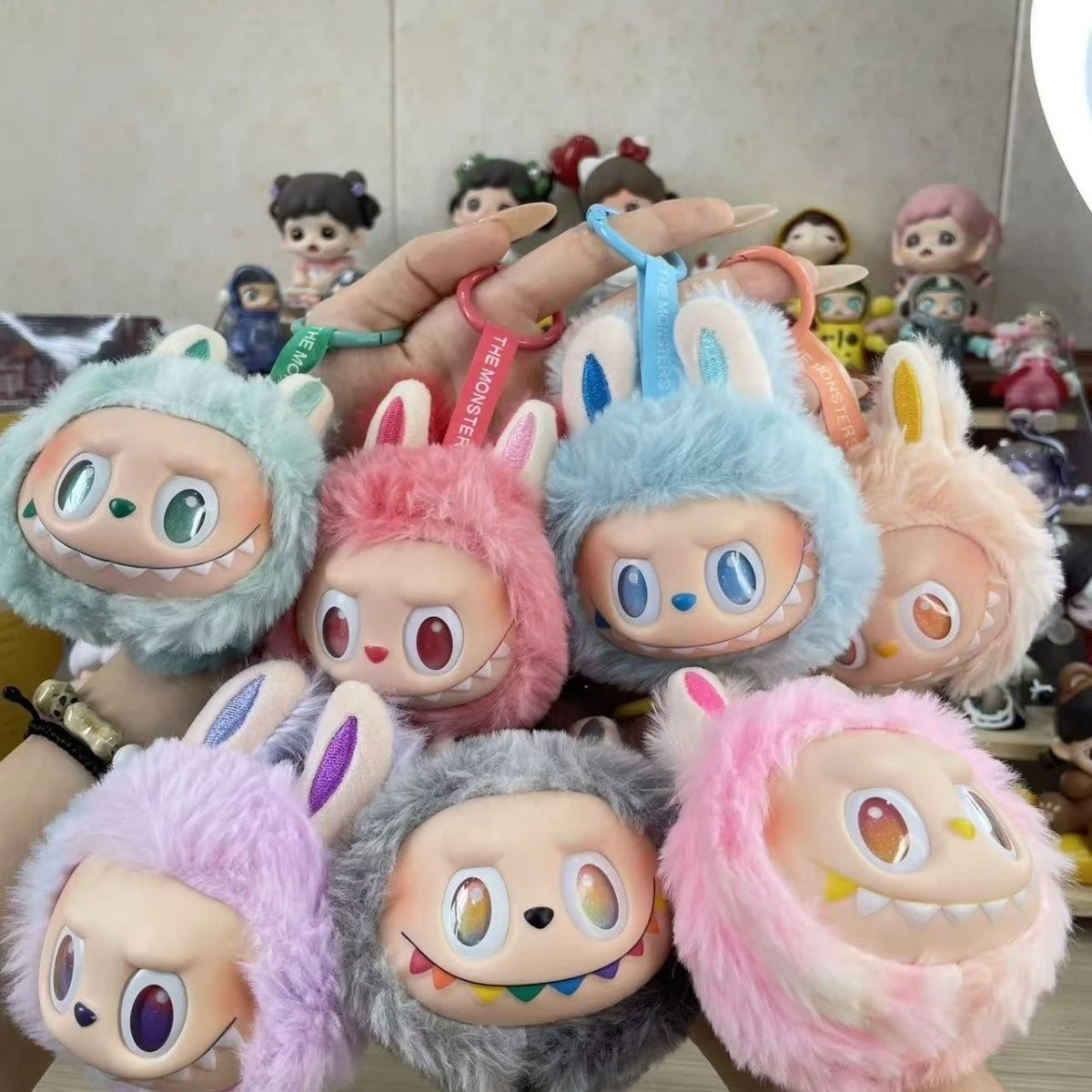 

Labubu Gen3 Vinyl Face Car Keychain Plush Charm Pastel Color Palette Trendy Accessory Gift For Girls Women Bag Decor