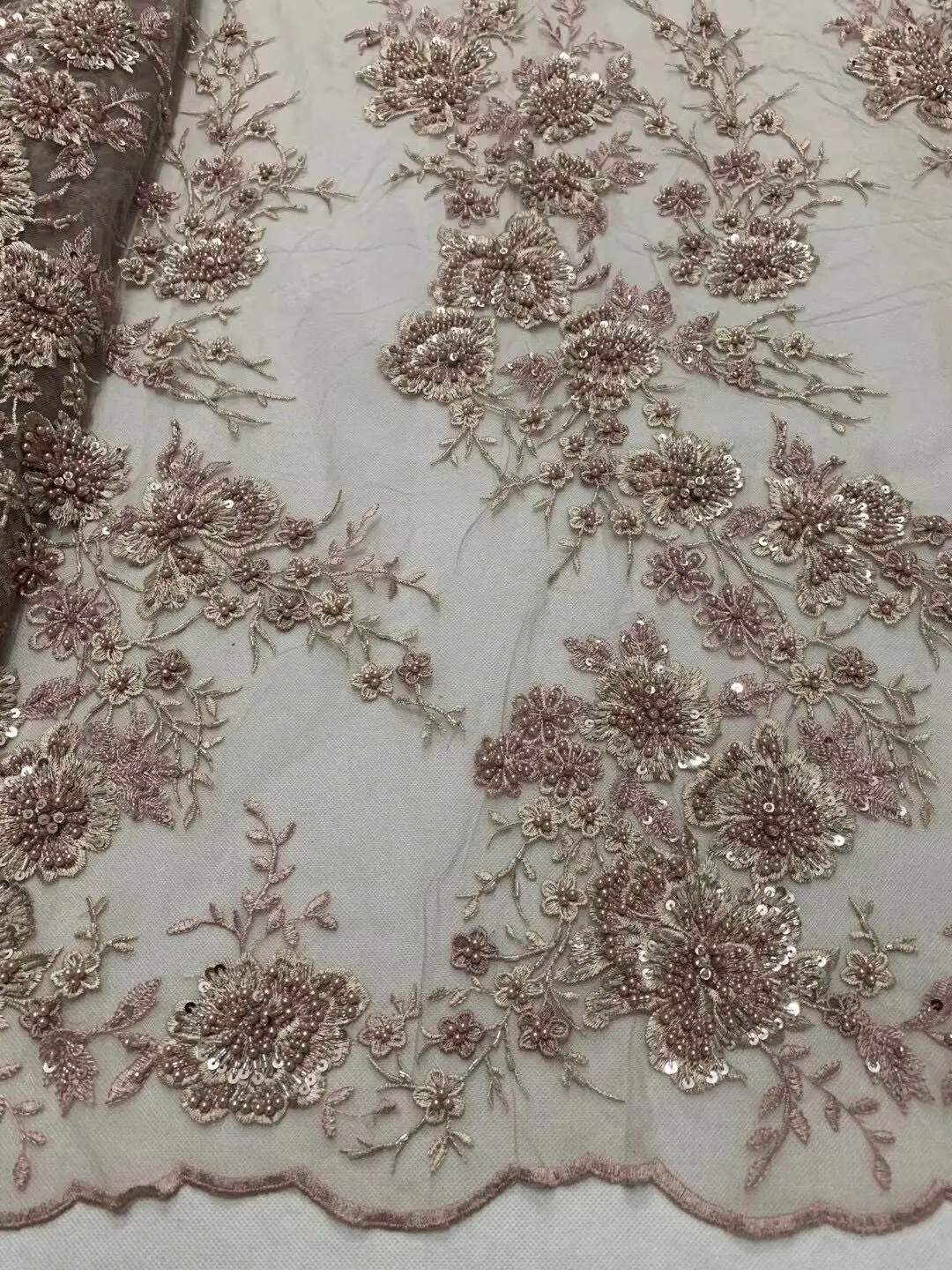 

African Beaded Lace Fabric J-1228688 Sequins Embroidery French Tulle Lace Fabric For Evening Dress
